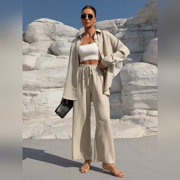 Women's Long Sleeve Shirt And Pants Set - Picture 1 of 8